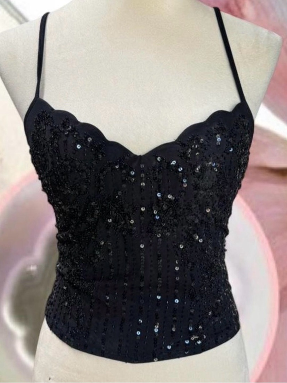 Vintage Victoria secret  sequin beaded corset size Medium